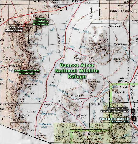 Coyote Mountains Wilderness area map