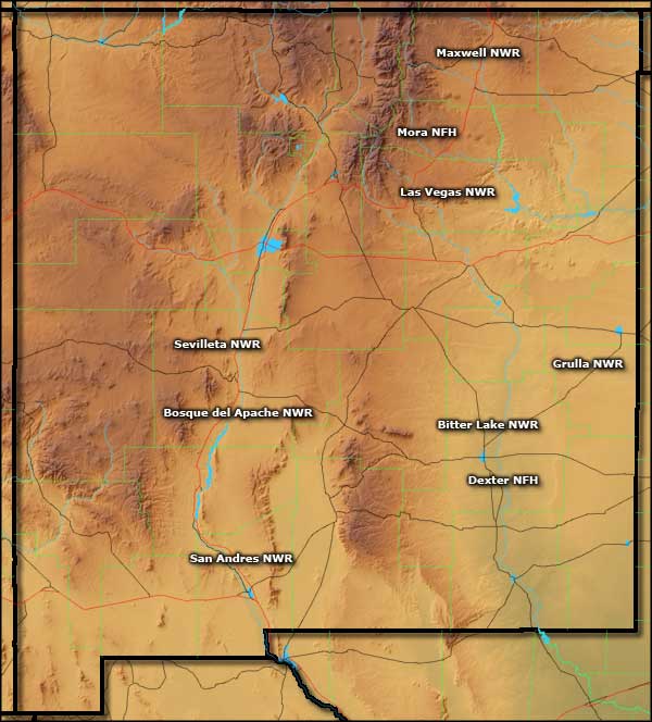 Map of National Wildlife Refuges in New Mexico