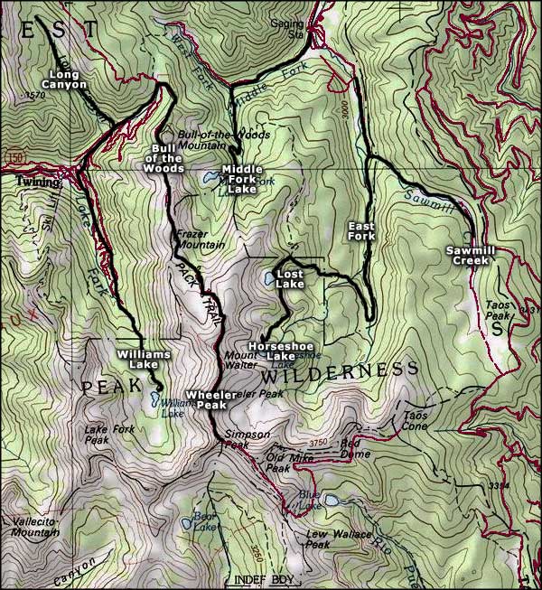 Wheeler Peak Wilderness map