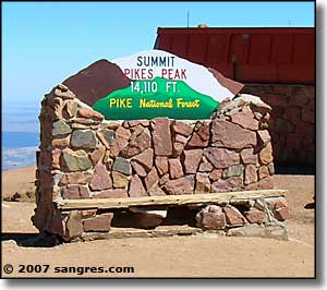 Pikes Peak summit sign