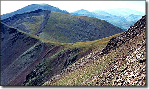 The ridge of the Sangres from Trinchera Peak to Quatro Peak