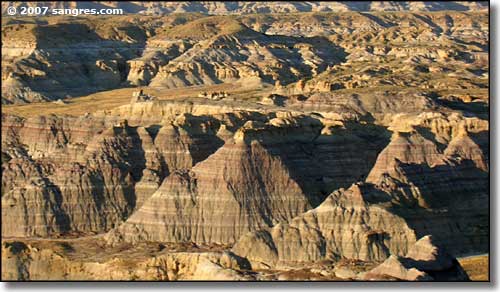 A photo of the sandstone, siltstone and mudstone layers at Angel Peak National Recreation Area