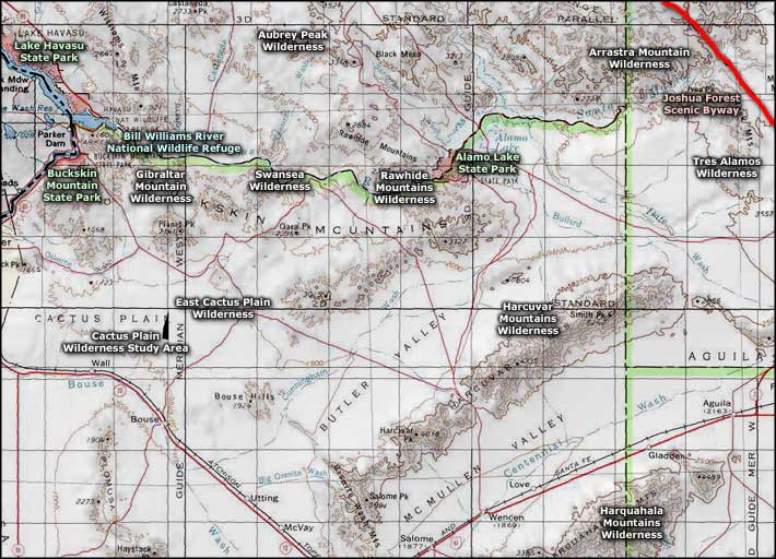 Harquahala Mountains Wilderness area map