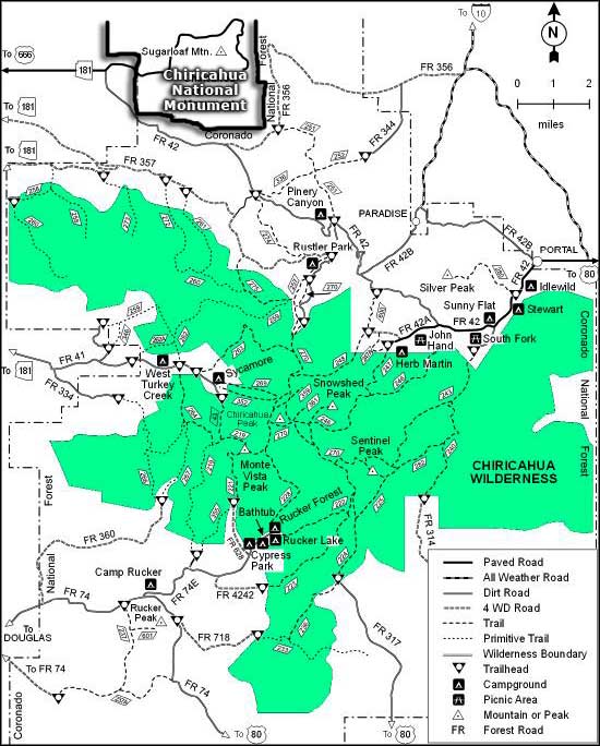Chiricahua Wilderness map