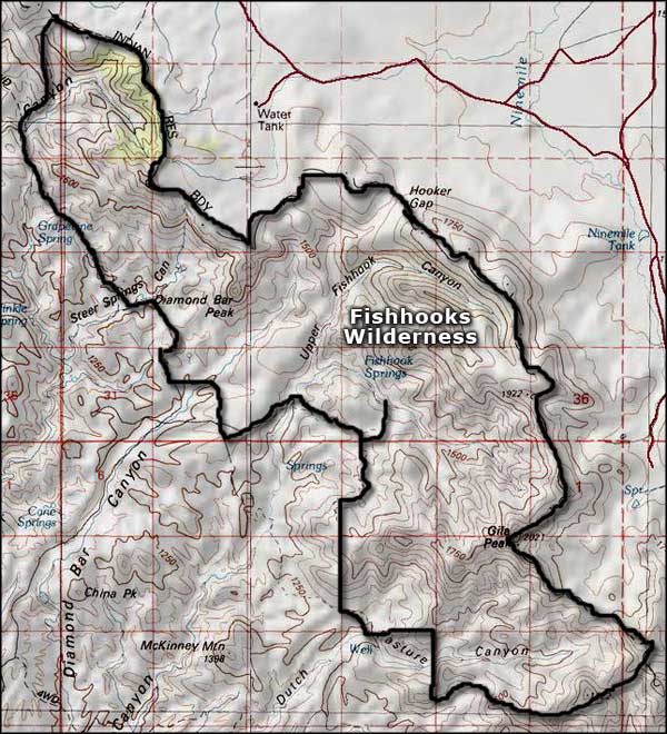 Fishhooks Wilderness area map