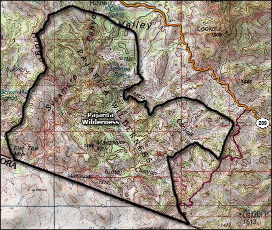 Pajarita Wilderness map