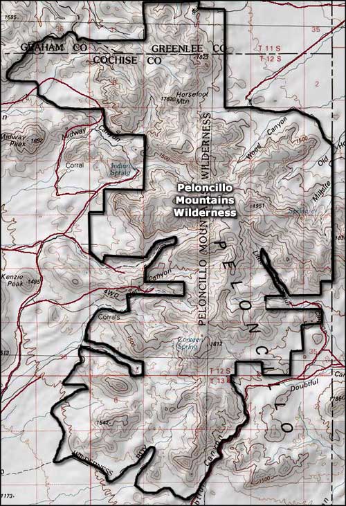Peloncillo Mountains Wilderness map