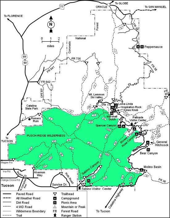 Pusch Ridge Wilderness map