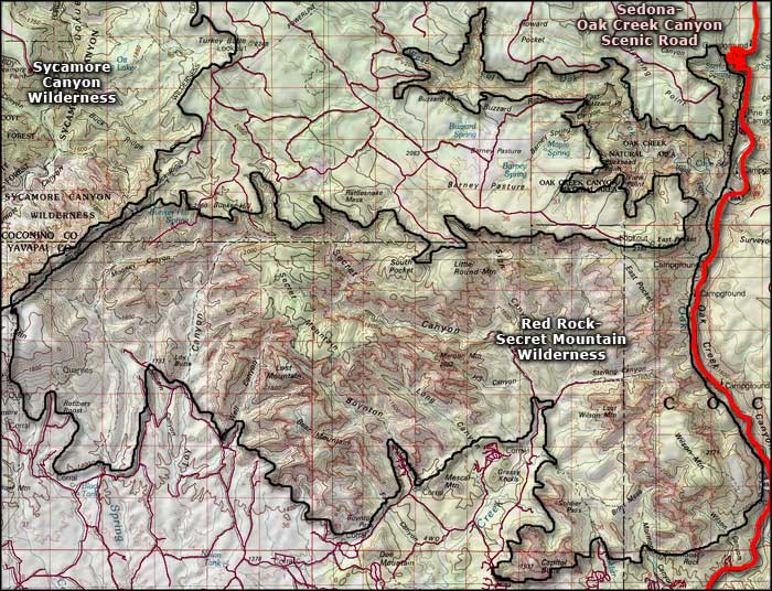 Red Rock-Secret Mountain Wilderness map