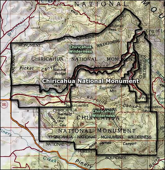 Map of Chirichua National Monument