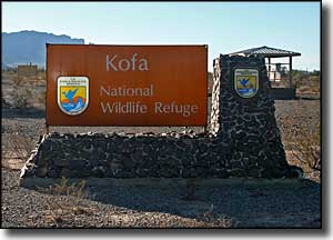 Sign marking Kofa National Wildlife Refuge