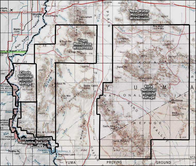 Imperial National Wildlife Refuge Wilderness area map