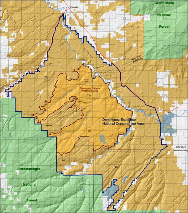 Map of Dominguez-Escalante National Conservation Area