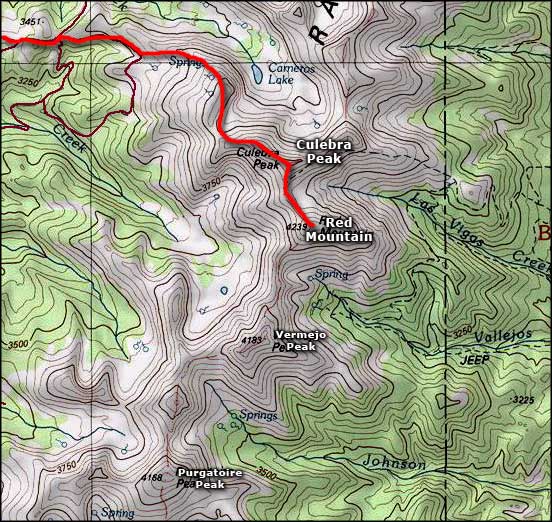 Culebra Peak area map