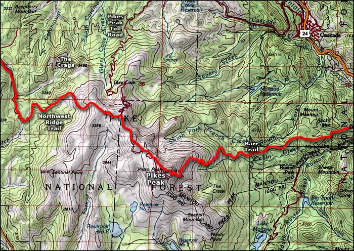Pikes Peak area map