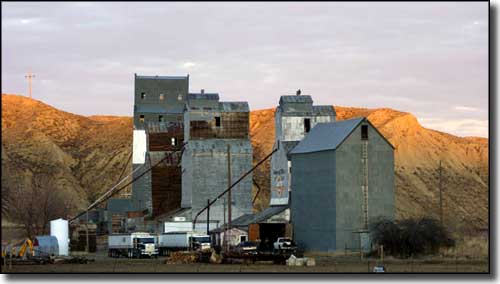 The grain elevators in Loma, Montana