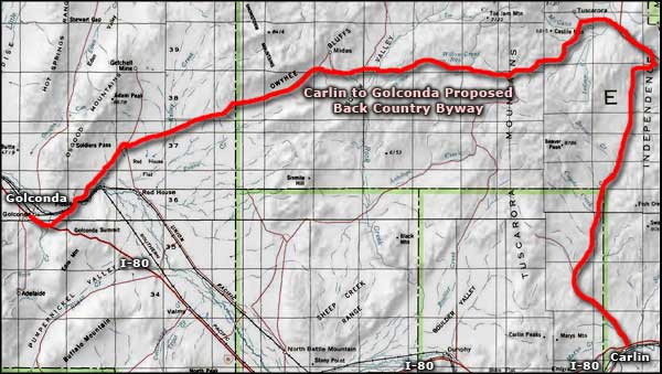 Carlin to Golconda Proposed Back Country Byway area map