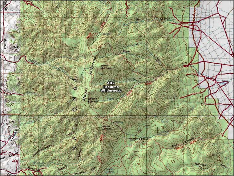 Alta Toquima Wilderness map