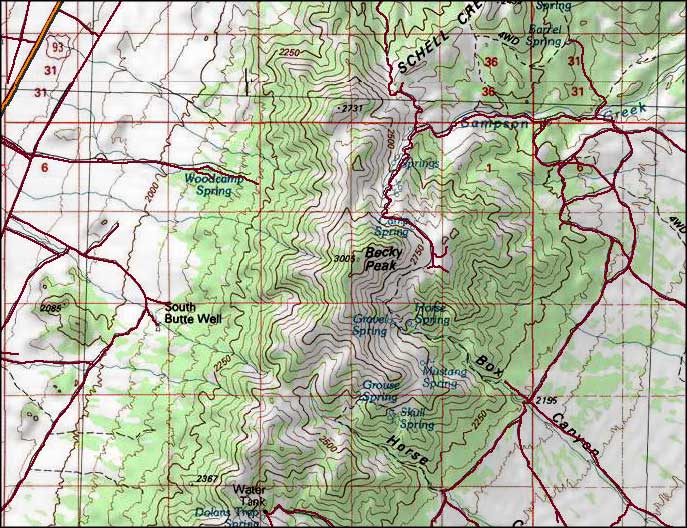 Becky Peak Wilderness map