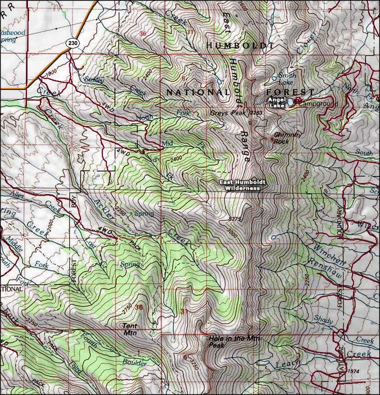 East Humboldt Wilderness north map
