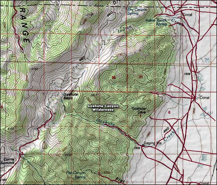 Goshute Canyon Wilderness map