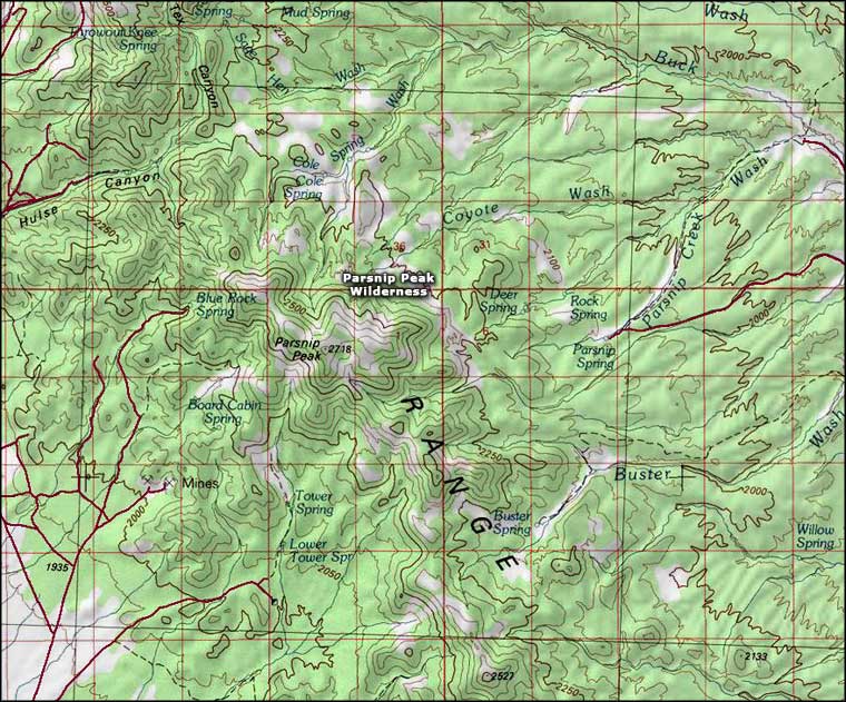 Parsnip Peak Wilderness map
