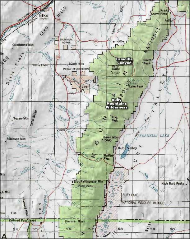 Ruby Mountains Map
