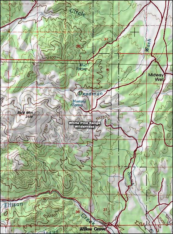 White Pine Range Wilderness map