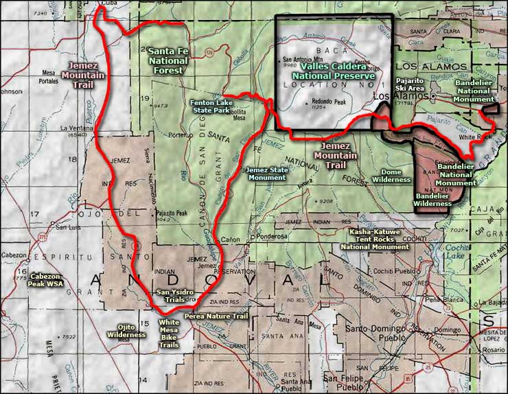 Jemez Mountain Trail Scenic Byway area map