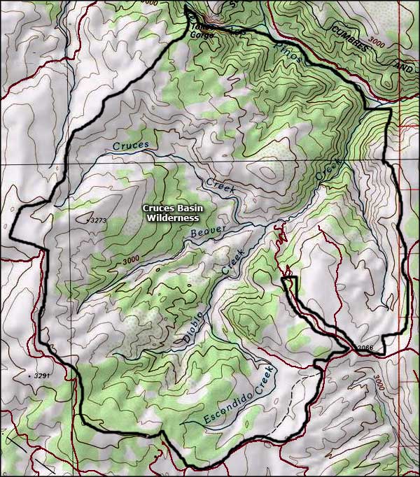 Cruces Basin Wilderness map