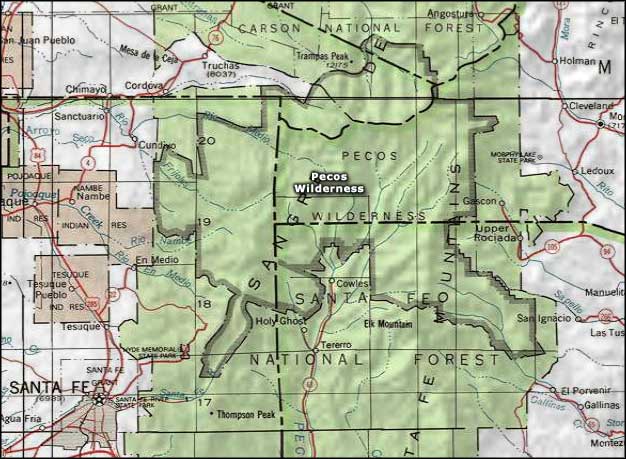 Pecos Wilderness map