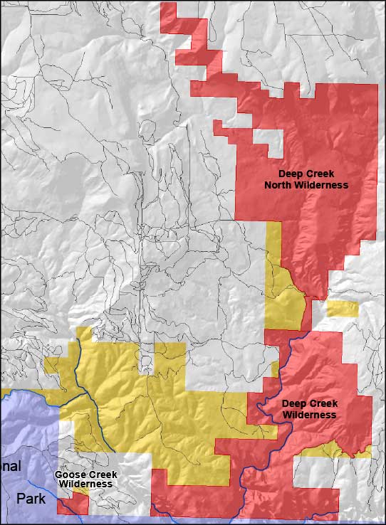 Deep Creek Wilderness location map