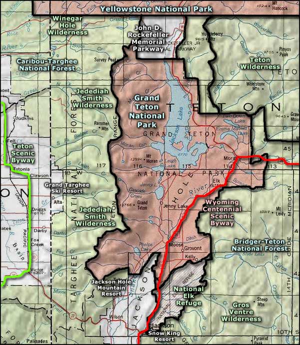 Grand Teton National Park area map
